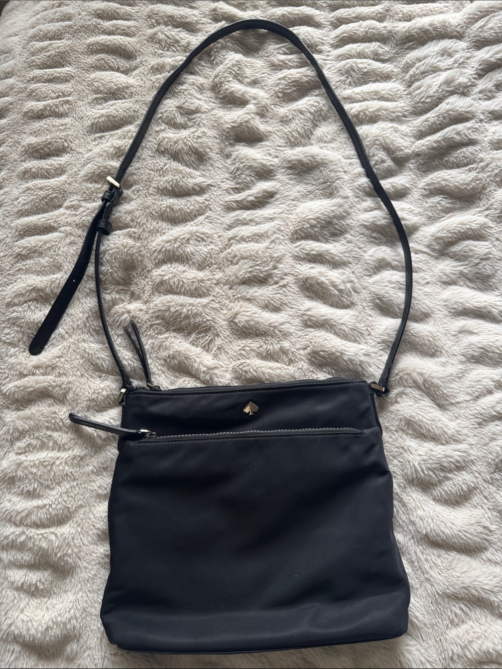 Kate Spade Black Nylon Crossbody Bag with Gold Spade Logo